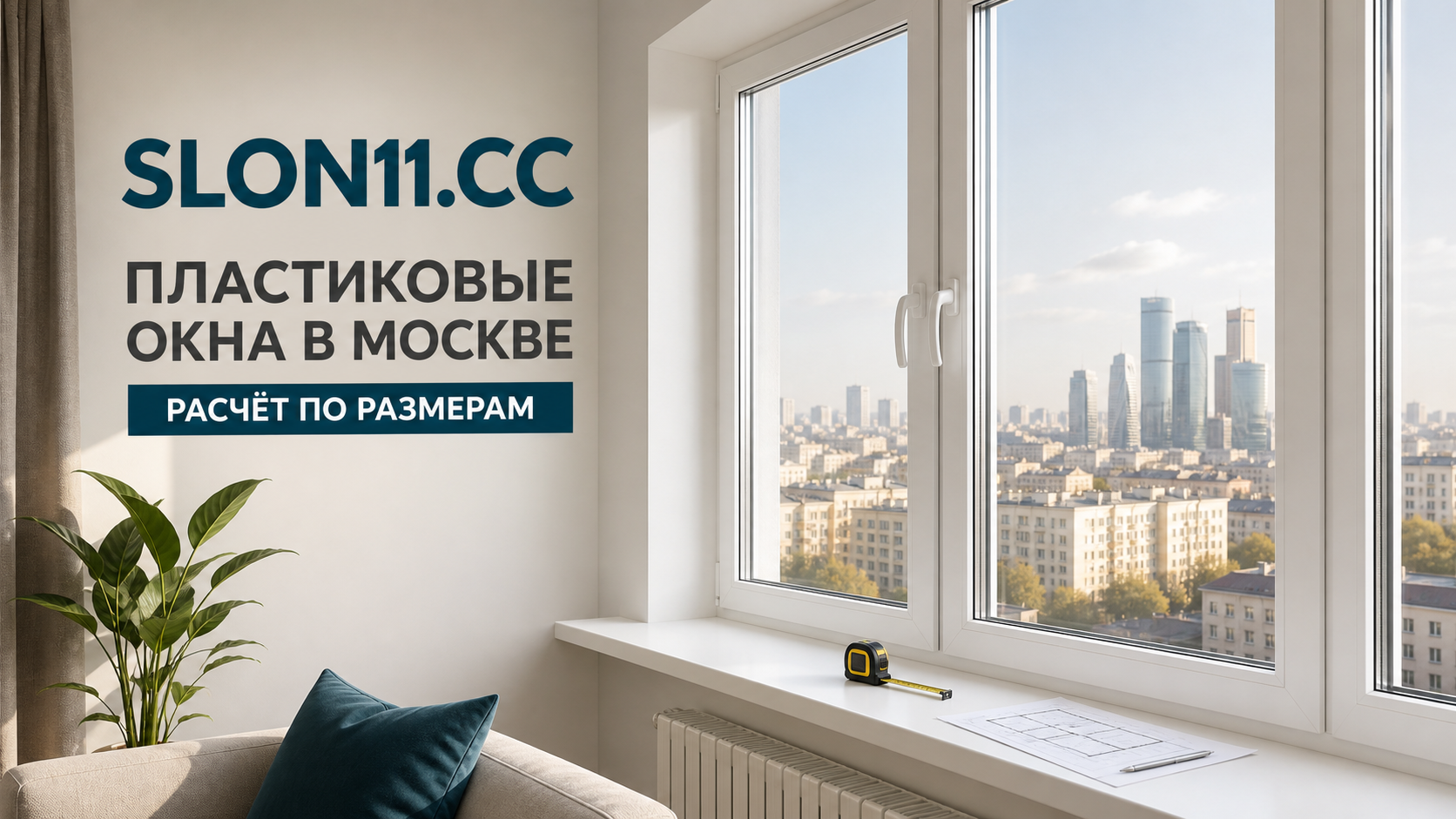 Пластиковые окна SLON11.CC в светлой квартире в Москве